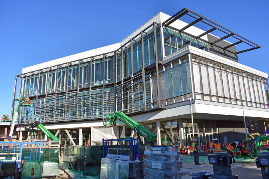 Installation is in full swing on the new four-story library and tutoring center.